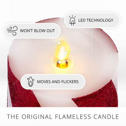 Luminara - Flameless Holiday LED Candle Battery Operated Moving Flame - Red Candy Cane - Pack of 1-5.5" - Unscented Indoor Realistic Flickering Safe