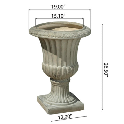 Merax 26.5 Inches Italian Urn Planter, Antique Garden Urn for Patio & Indoor Decor, Handmade Classic Planter, Antique Green