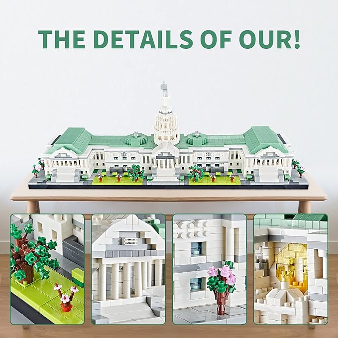 Architecture Series Mini Bricks for Adults and TeensUS Capitol Model Construction 3630 PCSMicro Blocks SetLandmark Model
