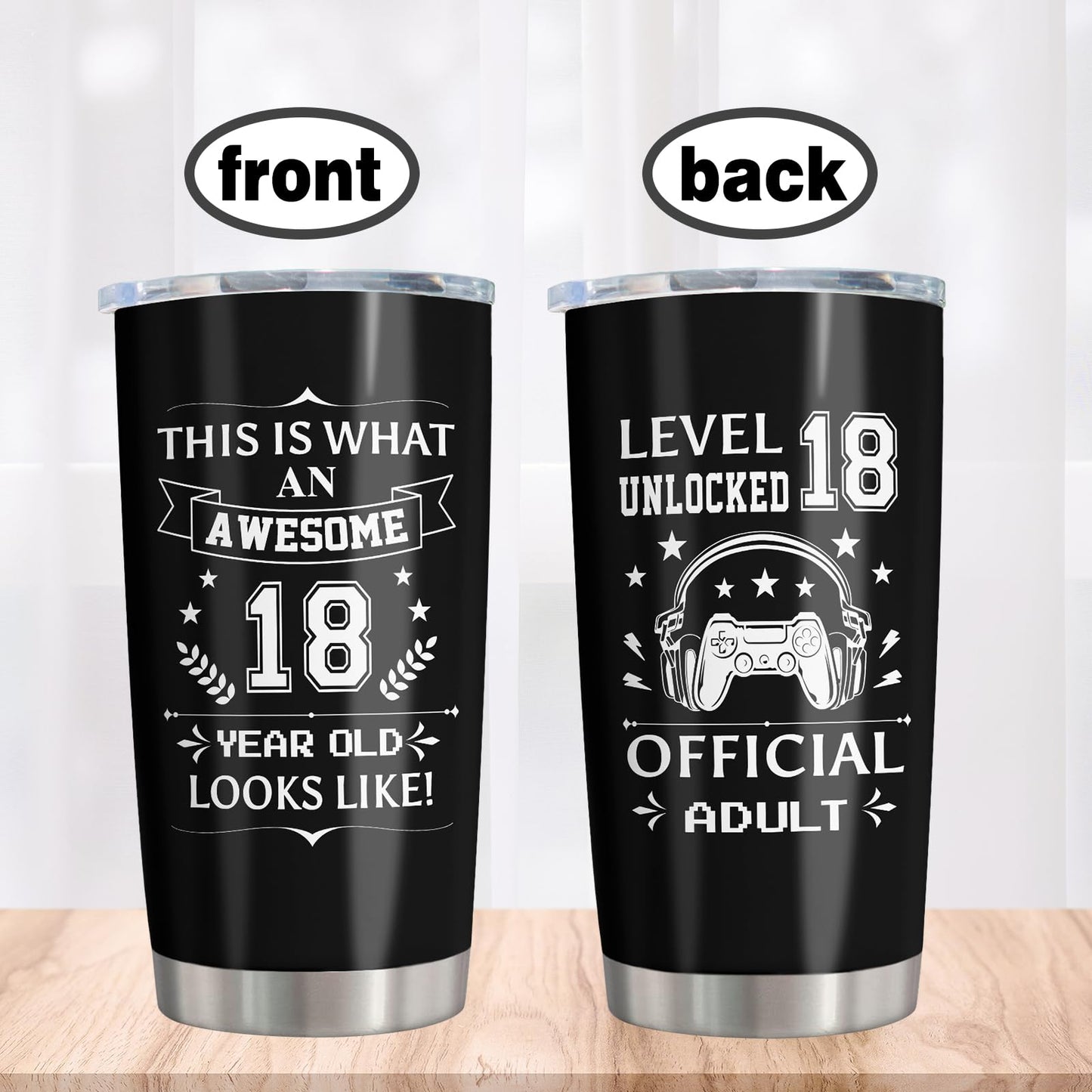 Vuxoye 18th Birthday Gifts for Boys, 18th Birthday Decorations for Boys, 18 Year Old Boy Birthday Gifts, Gift for 18 Year Old Boy, 2007 Bday Present for him, Happy 18th Bday Tumbler 20oz 1PC