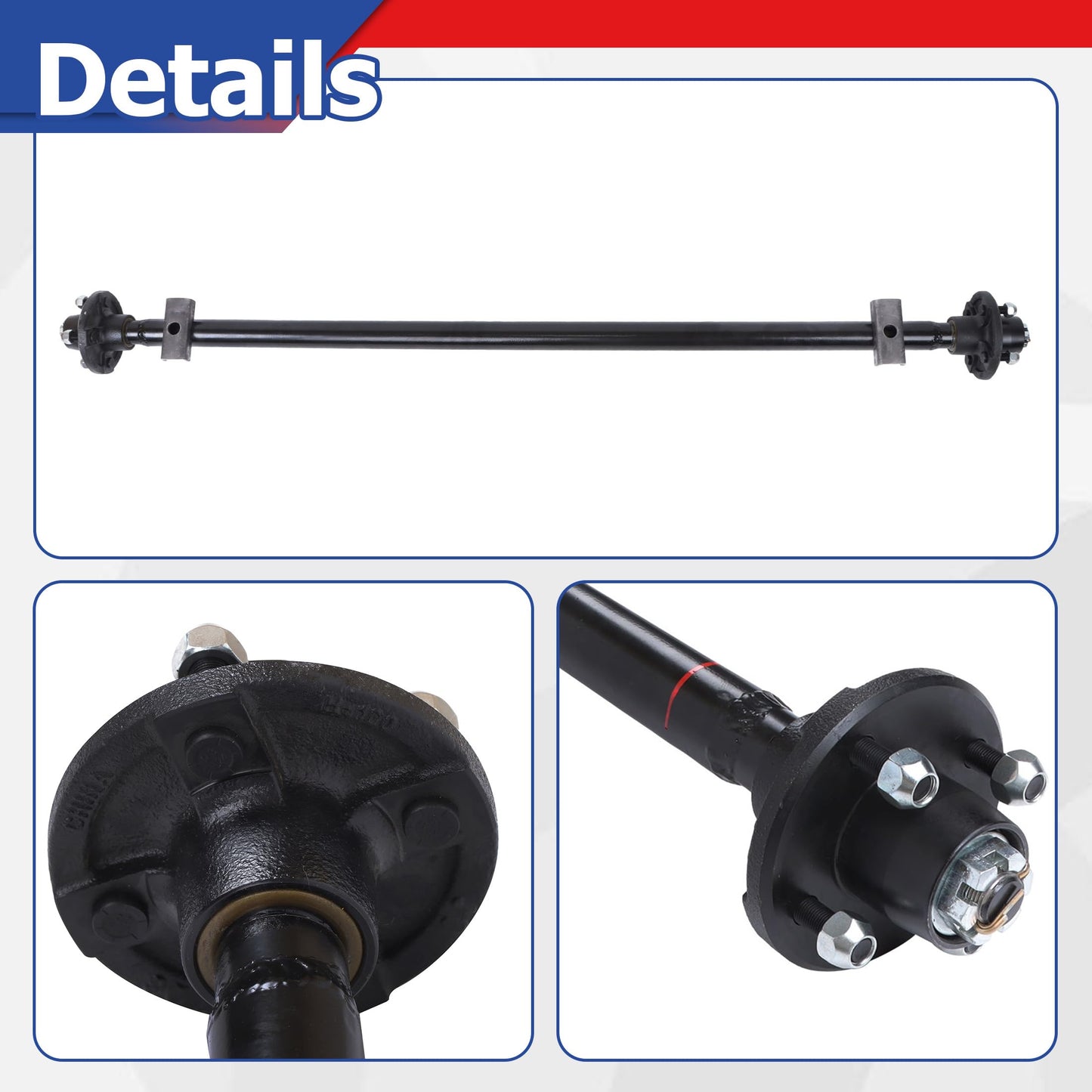 Thomletha Trailer Axle 2000 lbs Axle Beam 4 Lug Trailer Axle 56.5 inch Hub Face 46.5 inch Spring Center