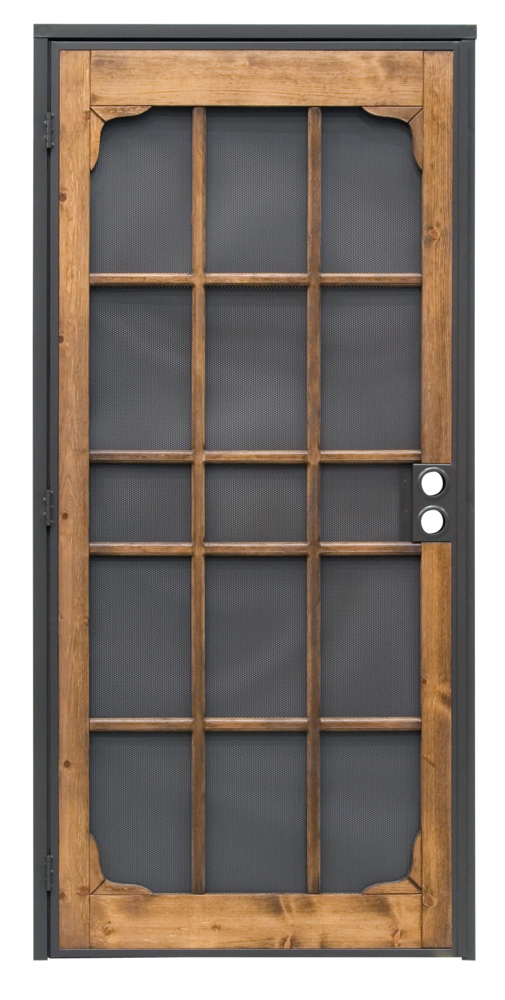 Prime-Line 3809BZ3068-I-WF Woodguard Steel Security Door – Traditional Screen Door Style with the Strength of a Steel Security Door – Steel and Wood Construction, Non-Handed, Bronze (Single Pack)