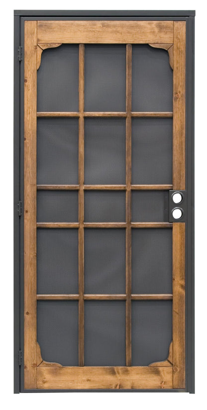 Prime-Line 3809BZ3068-I-WF Woodguard Steel Security Door – Traditional Screen Door Style with the Strength of a Steel Security Door – Steel and Wood Construction, Non-Handed, Bronze (Single Pack)