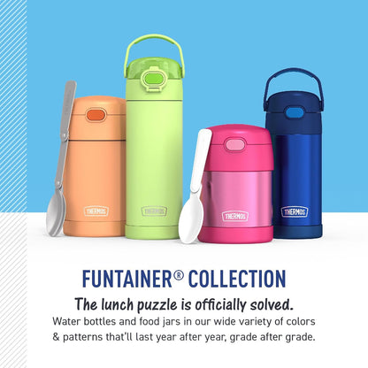 Thermos Funtainer 12 Ounce Kids Straw Bottle - Stainless Steel Vacuum Insulated, Honey Bees Design