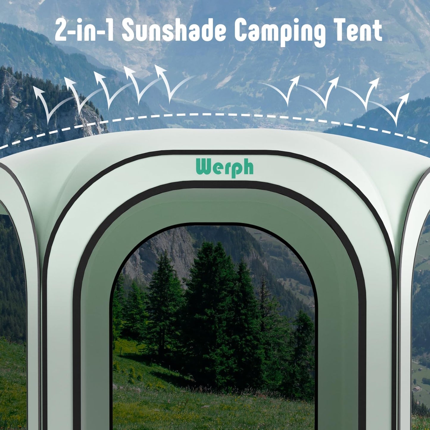Werph 10x10 Pop Up Screen Tent, Mosquito Net Gazebo, UV Resistant Roof Waterproof Screen Canopy, Quick Setup Outdoor Shelter for Backyard, Patio, Garden, Picnic, Camping and Events, Green