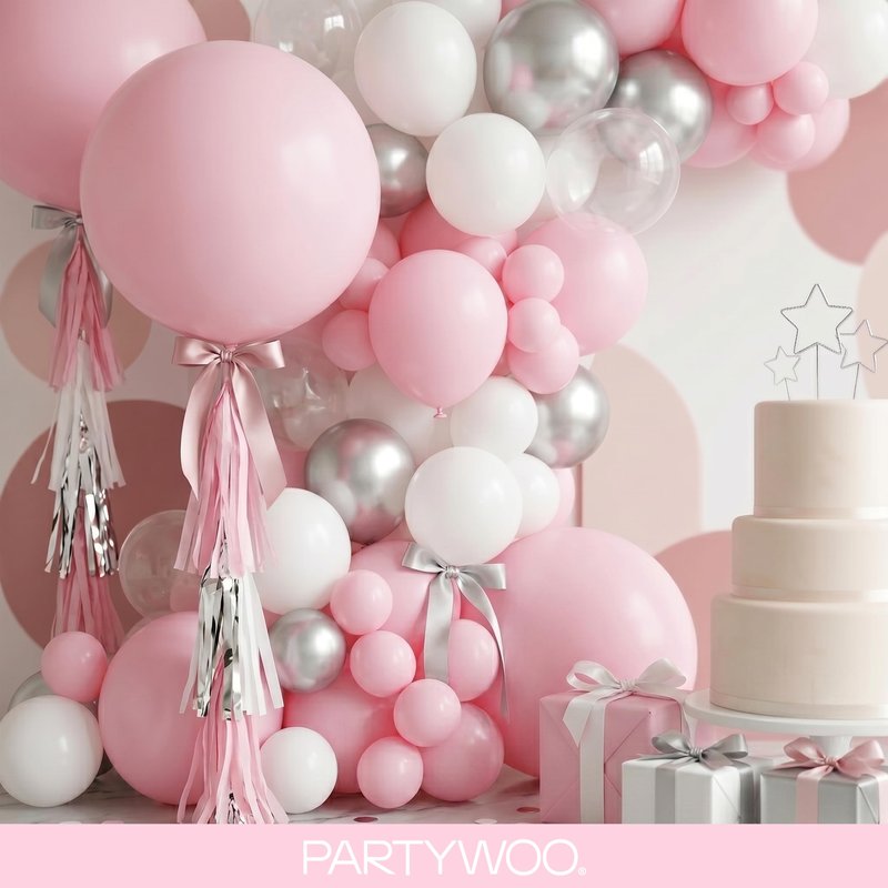 PartyWoo Light Pink Balloons 155pcs Different Sizes of 18 12 10 5 Inch Pastel Pale Baby Pink Balloon Arch Kit Garland for Baby Shower Bachelorette Bridal Shower Birthday Party Decorations Pink-Y48