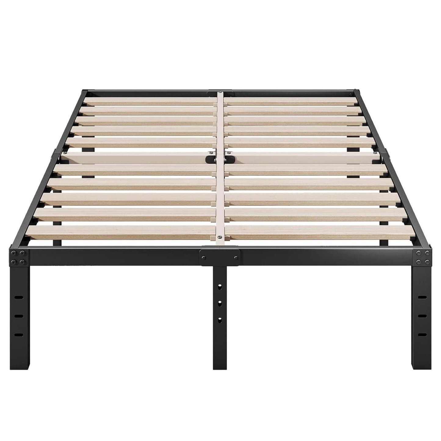ZIYOO Full Size Bed Frame, 3 Inches Wide Wood Slats,18 Inch Tall Metal Platform, Heavy Duty 3500lbs Support for Mattress, No Box Spring Needed, Noise Free