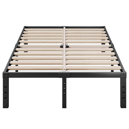 ZIYOO Full Size Bed Frame, 3 Inches Wide Wood Slats,18 Inch Tall Metal Platform, Heavy Duty 3500lbs Support for Mattress, No Box Spring Needed, Noise Free