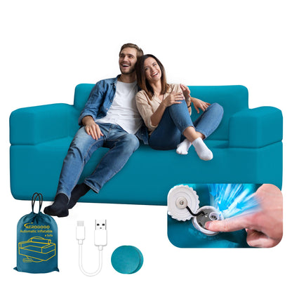 Inflatable Couch for Camping with Built-in Pump, Portable Blow Up Sofa, Multifunctional Inflatable Furniture has High-Pressure Resistant Fabric Suitable for Backyard Beach Music Festival Party (Blue)