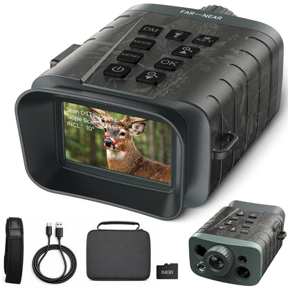 Night Vision Binoculars with 1200Yd Laser Rangefinder, 4K Video & 48MP Photo, 18X Digital Zoom Infrared Night Vision Goggles, 5000mAh Rechargeable for Wildlife Observation, Camping & Night Outdoor Use