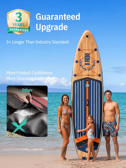 Niphean (Extra Large) Inflatable Paddle Board, SUP for 2+1 People/Family 500lbs Capacity Stand Up Paddle Board with SUP Accessories, StabilTrac Fin Non-Slip Paddleboard for Adults-Light Gray