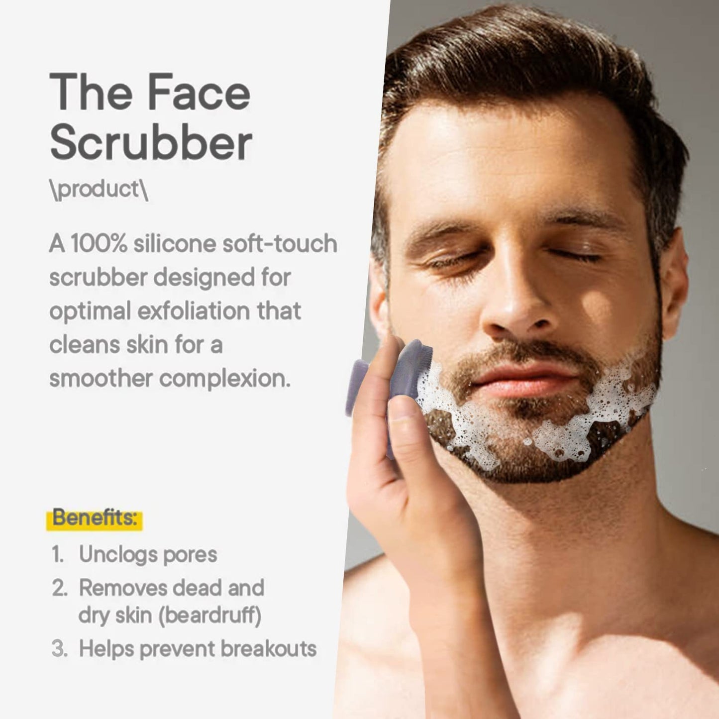 VWMYQ Face Scrubber, Silicone Face Scrubber for Men Facial Cleansing Brush Silicone Face Wash Brush Manual Waterproof Cleansing Skin Care Face Brushes for Exfoliating- Black