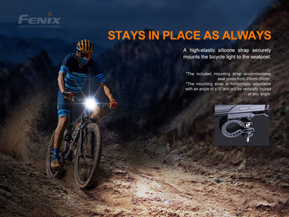 Fenix BC26R Rechargeable Bike Light, 1600 Lumens Bicycle Headlight with USB-C Charging, IP68 Waterproof, Wide Beam, Quick Release Mount for Road Cycling, Mountain Bike and Commuting