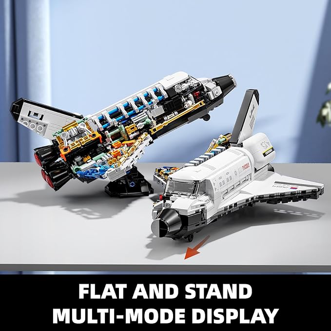 Space Shuttle Building Block Set -Spaceship Building Toy with Stretchable Satellite Translucent Design Collection for Home Office Decor Christmas Birthday Gift for Adults &amp Boys 8-12 (536PCS)