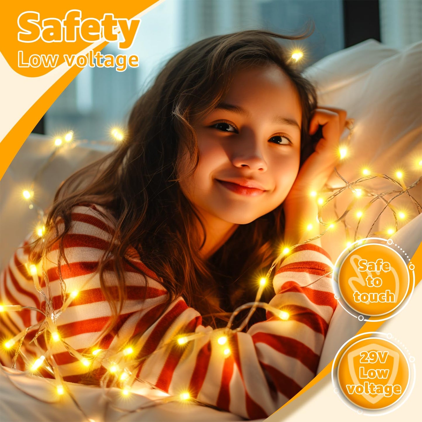 Ollny 120LED 40FT String Lights, Waterproof Connectable Fairy Lights with Timer 8 Modes, Warm White Plug in Christmas Light for Indoor Outdoor Patio Party Bedroom Classroom Decor