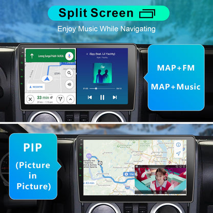 8 Core Car Radio 64G for Jeep Wrangler JK Compass Grand Cherokee Dodge Ram Upgrade Stereo Wireless CarPlay Android Auto,10 '' Touchscreen Head Unit GPS WiFi AM/FM SWC