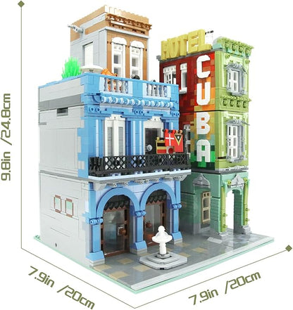 ZenithFlow Street View Building Blocks Kit Cuba Hotel Mini Blocks Construction Toys European Architecture Model House Store Building Set Idea Gifts Home Decoration Collection for Adults (3959 PCS)