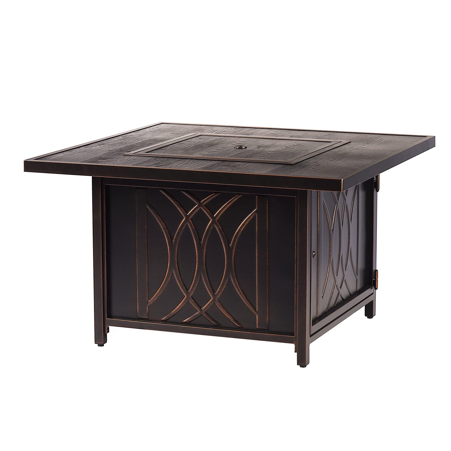 Oakland Living AZCAVE-FPT-AC Aluminum 42 in. Square Propane Beads, Lid and Fabric Cover Finish Outdoor fire Table, Antique Copper