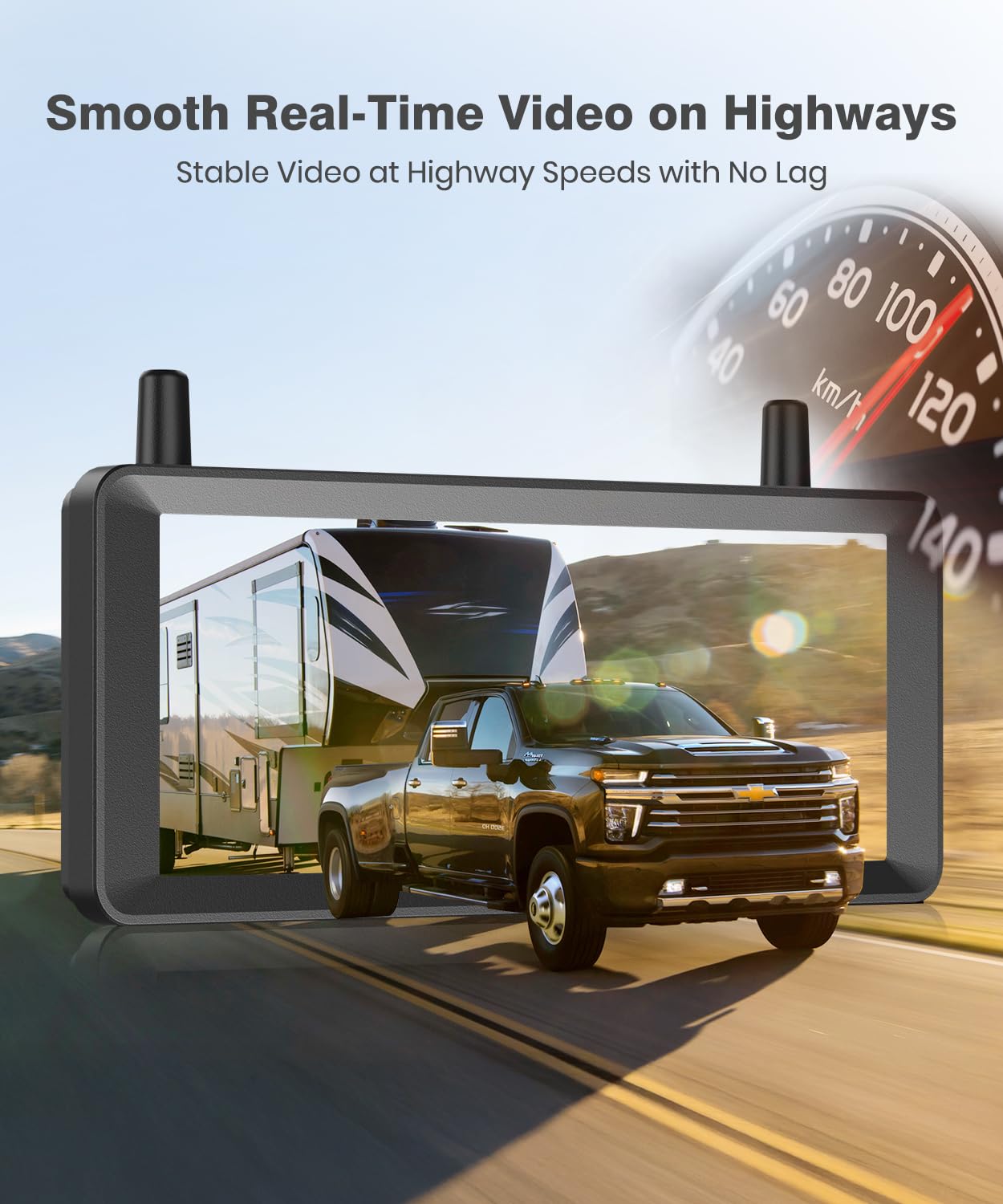 AUTO-VOX Wireless RV Backup Camera: 30Min Plug and Play Setup, Smooth Live View Even Past 60ft, 7.2" 1080P DVR Monitor, Super IR Night Vision Back up Camera Works with Pre-Wired RV, 5th Wheel, Trailer
