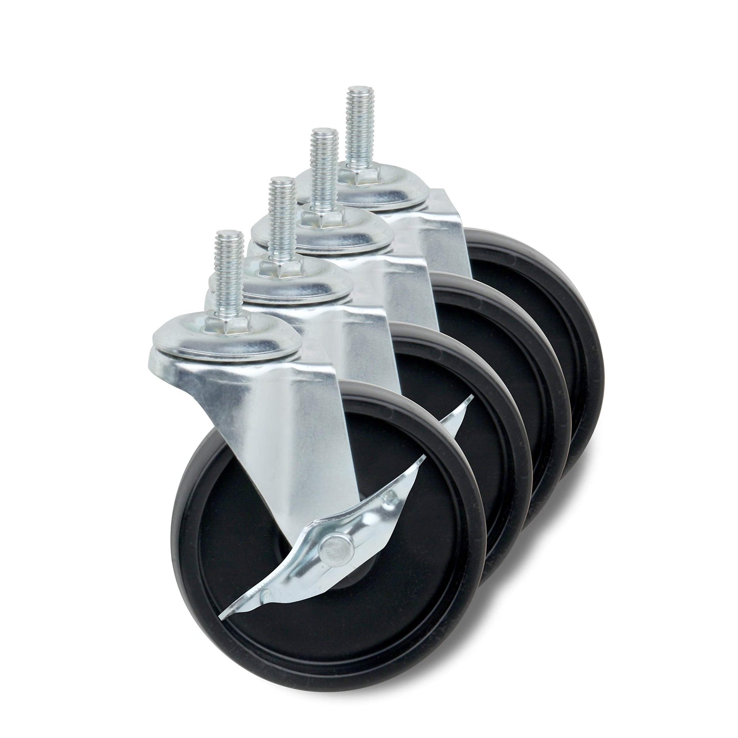 Honey-Can-Do 5-Tier Heavy Duty Shelving Unit Bundle with Caster Wheels (4-Inch) | Storage Solutions for Kitchen & Garage