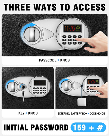 TOTOY 3.5 Cu Ft Large Safe Box For Home Documents with Emergency Battery Box - Steel Fireproof Security Safe Lock Box with Electronic Keypad, LED Sensor Light- Safety Box For Cash, Jewelry