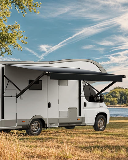 VEVOR Motorized RV Awning Complete Kit, 10' Retractable Awning with Aluminum Alloy Frame, Outdoor Trailer Awning, Fit for Most RVs(Black Fade)