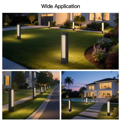 MVBT Outdoor Pathway Lights, 27.6" AC 100-240V Bollard Lights, IP65 Waterproof Path Light, 3000K LED Bollard Landscape Lighting, Modern Commercial Curb Appeal Light for Garden Driveway Sidewalk Lawn