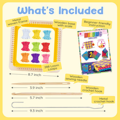 DREMTOY Metal Weaving Loom Kit Toys, DIY Crafts Projects for Kids and Adults, Gift Ideas for Girls 6-12 Years, Easy Potholder Loom Knitting for Beginners, Includes 9 Colors, 288 Craft Loops