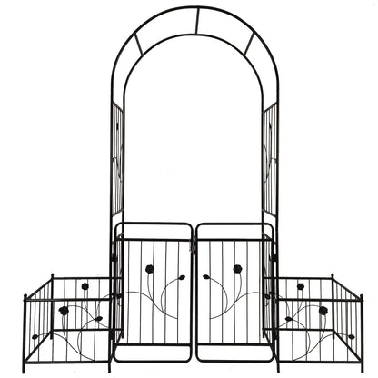 Jintop Metal Outdoor Garden Arch Iron Arbors Gazebo with 2 Plant Stands,High Birdcage Shape Pergola Pavilion,W/Ouble Gate Design,for Ivy Vines,Rose,Morning Glory,Black,79.5"x86.6"