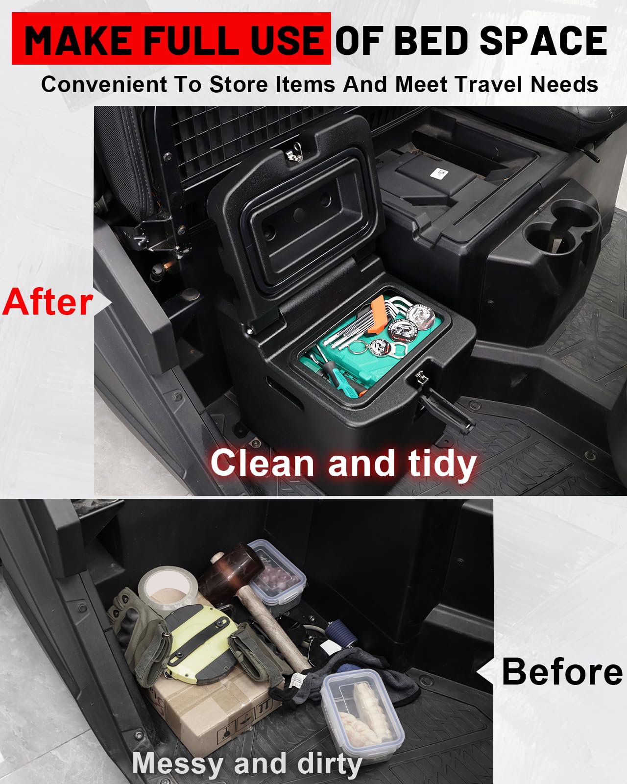 StarknightMT UTV Under Seat Storage Box with Lock 28L/ 7.4Gal Compatible with Polaris Ranger XP 1000/Crew 2018-2026 Waterproof Storage Box Replace #2882910