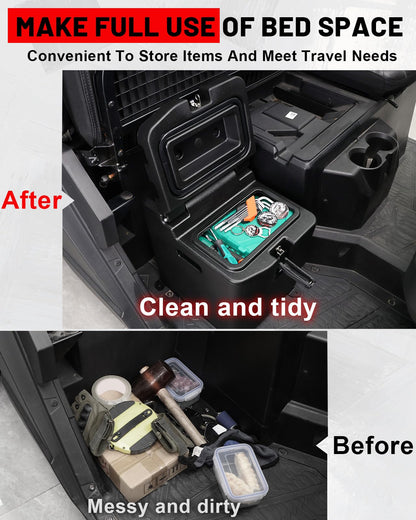 StarknightMT UTV Under Seat Storage Box with Lock 28L/ 7.4Gal Compatible with Polaris Ranger XP 1000/Crew 2018-2026 Waterproof Storage Box Replace #2882910