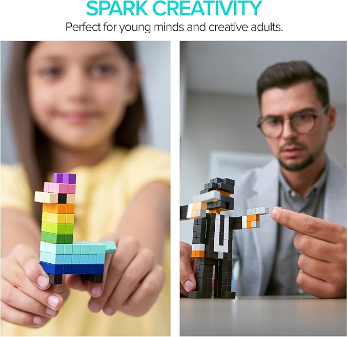 PIXIO Mini Magnetic Blocks Building Toy in The Pixel Art Style with Free App - 5/16 Plastic Cubes with Magnets Inside - Open Ended Toy - Creativity Toy for Ages 6+ PIXOPLASMA - 60pcs