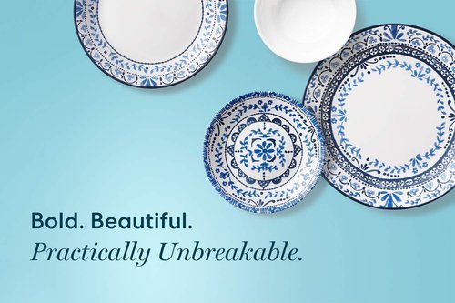 Corelle Vitrelle Salad Plates Set - 9-Inch Lightweight & Chip Resistant | Portofino & Caspian, 6-Piece