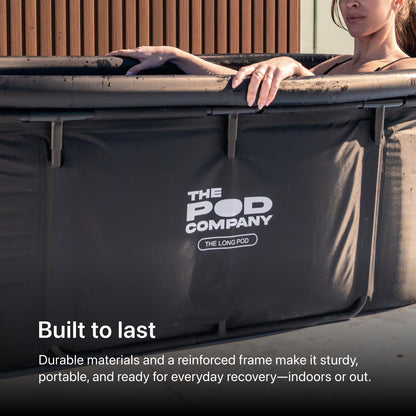 The Pod Company Long Pod Cold Plunge – 126-Gallon Extra-Large Inflatable Ice Bath Tub for Cold Water Therapy – Full-Body Stretch Design, Insulated & Water Chiller Compatible
