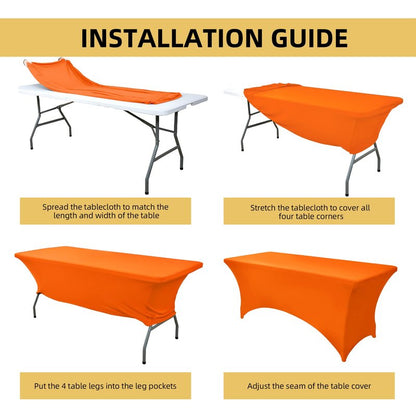 ZarzaaSik 10-Pack 4ft Spandex Table Covers for Rectangular Folding Tables - Wrinkle Resistant Stretch Tight Table Cloths - Fitted Table Protector for Parties, Trade Shows, Banquet, and Wedding
