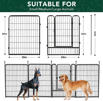 VISCOO Dog Playpen Outdoor, 16 Panels 40" High Metal Dog Fence with Gate, Pet Fence for Large/Small Dogs, Portable Dog Fence for RV Camping, Yard