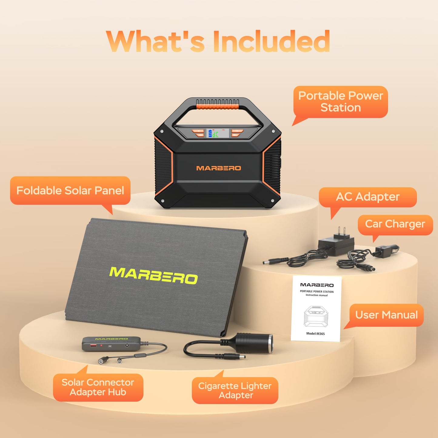 MARBERO 155Wh Solar Generator with Solar Panel Included 30W Portable Power Station 100W 150W Surge Multi-Output Solar Powered Generator Ultra Lightweight for Camping Emergency Blackout