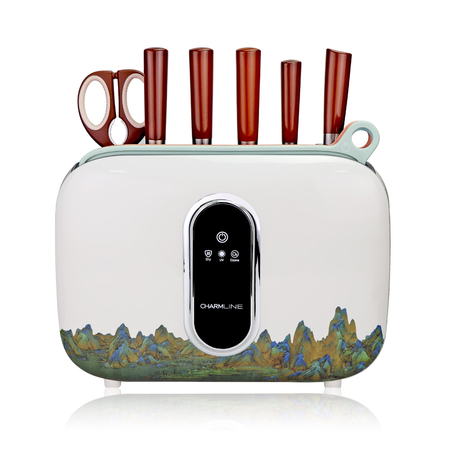 Charmline Smart Cutting Board and Knife Set with Holder, Double Cleaning and Drying Function, Space Saving Smart Home Gadgets, Keeping Kitchen Clean and Tidy, Brown