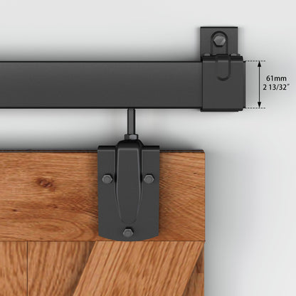 WEWORTH 10FT Black Box Rail Exterior Sliding Barn Door Hardware Track Kit, Heavy Duty Barn Door Track Set, Wall Mount Outdoor Weatherproof Single Barn Door Hardware with 5 Track Brackets(No Doors）