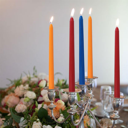 Gedengni Unscented Candlesticks Dripless Taper Candles,10 inches Red Tapered Candles Colorful Candle Sticks Orange Candlestick for Home Party Wedding Restaurant Holiday,12pcs (8D-ORBLRE)