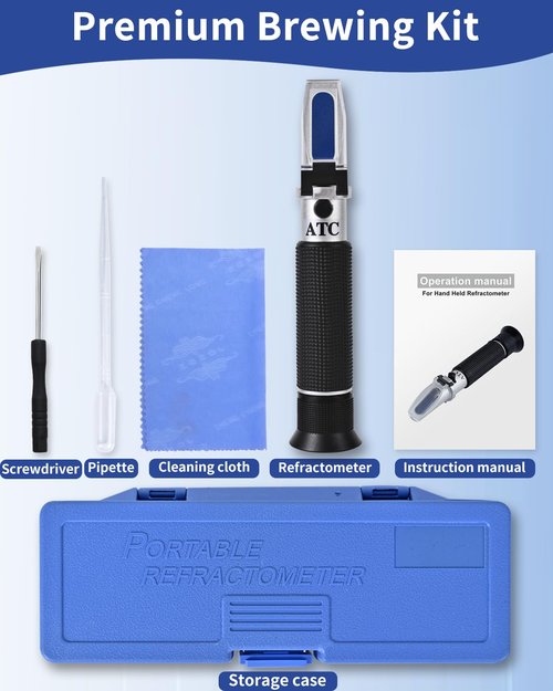 Honey Refractometer for Moisture, Brix and Baume, Brix Meter Refractometer with ATC, (12-27% Honey Moisture, 58-90% Brix, 38-43° Baume), Refractometer Brix for Honey, Maple Syrup, Molasses, Fruit Jam
