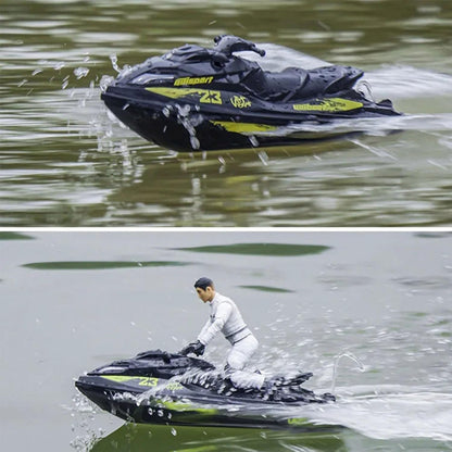 captainrc RC Turbo Jet Boat 25+KPH Brushless, 2.4GHz Adult RC Jet Ski, RC Boat for Pools, Lakes and Rivers with 2 Batteries, LED Light, Low Battery Alarm