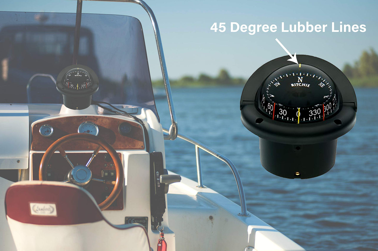 Ritchie Navigation Compass, Flush Mount, 3.75" Combi, Black