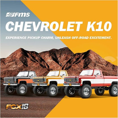 BEEZRC FMS 1/18 RC Crawler FCX18 Chevy K10 RC Truck RTR RC car Official Licensed Model Car 8km/h 4WD 900mAh Hobby RC Cars Remote Control Car with LED Lights Vehicle 4-Ch 2.4GHz Transmitter(Black)