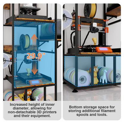 PUNCIA 3-Tier Foldable 3D Printer Stand with Filament Storage, Heavy Duty Rack for FDM SLA Resin 3D Printers and PLA ABS Materials Sturdy 3D Printing Table Perfect for Home Office Workshop Studio