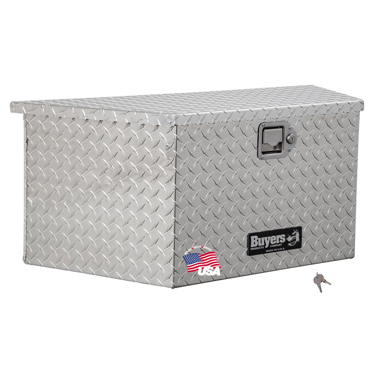 Buyers Products 1701380 Diamond Tread Aluminum Trailer Tongue Tool Box, 14.8 x 14.4 x 35.2 Inch, Made In USA, Corrosion-Resistant, Lockable, Weather-Resistant, Fits A-Frame & Straight-Tongue Trailers