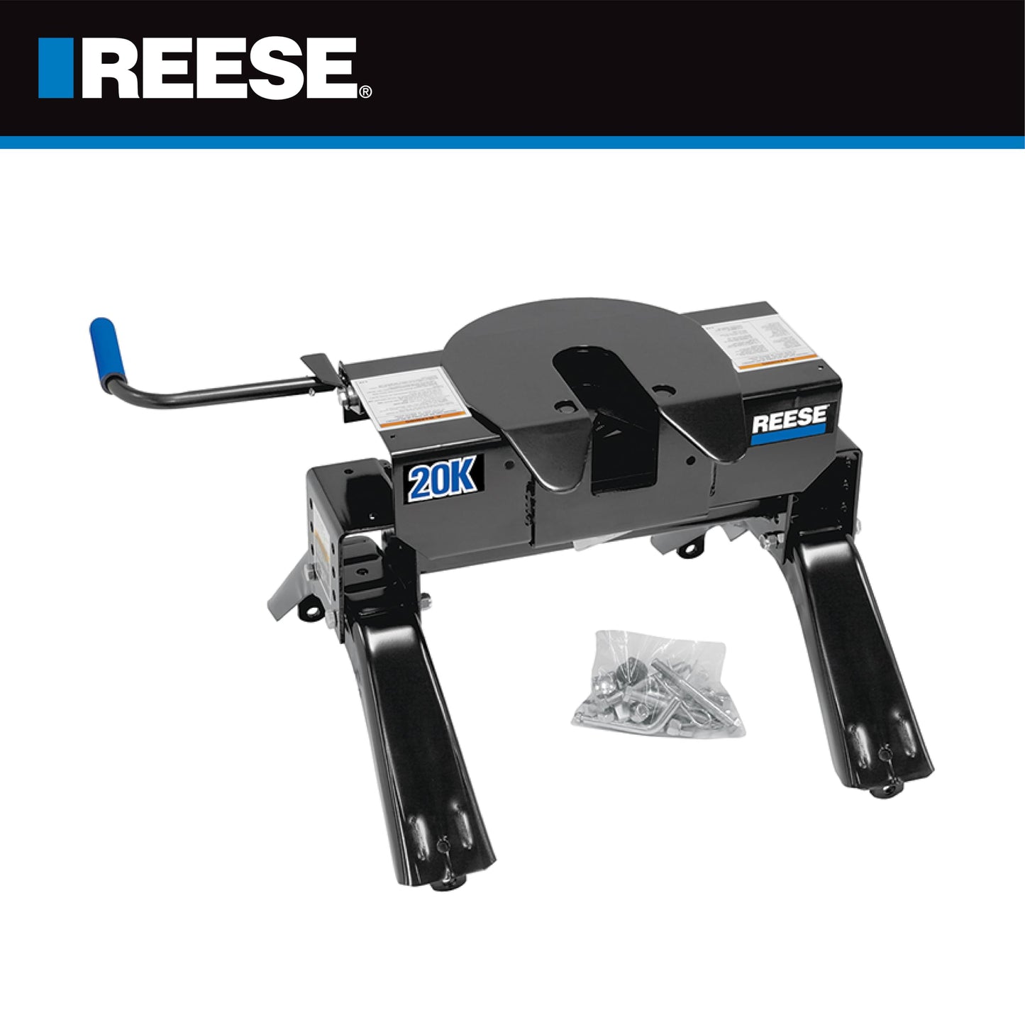 Reese 30119 Fifth Wheel Hitch 20,000 lbs. Capacity, Dual Jaw, Complete System, Industry Standard Mount, Rated up to 20,000 lbs. towing capacity and up to 5,000 lbs