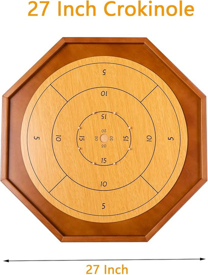27 Inch Crokinole Board Game Crokinole &amp Checkers with 22 Inch Playing Surface 24 Discs and Storage Bag Canadian Heritage Tabletop Games Dexterity Krokinole Games for Families and Friends