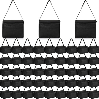 Amyhill 60 Pcs Insulated Lunch Bags Bulk, Reusable Cooler Bags, Leakproof Lunch Bags Pack, Waterproof Thermal Cooler Bags, Insulated Beverage Bag for Women Men Office Work Picnic Beach, Black