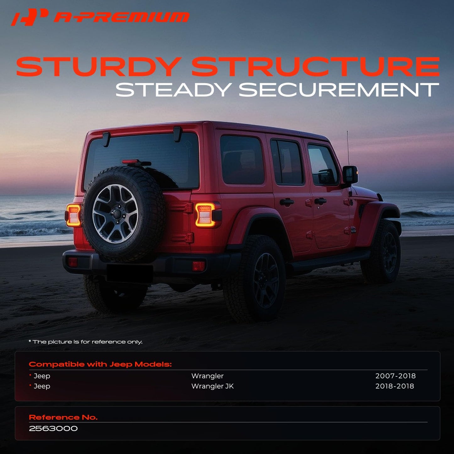A-Premium 2563000 Heavy-Duty Adjustable Rear Door Spare Tire Carrier Compatible with Jeep Wrangler 2007-2018, Wrangler JK 2018, Up to 37-inch Wheels